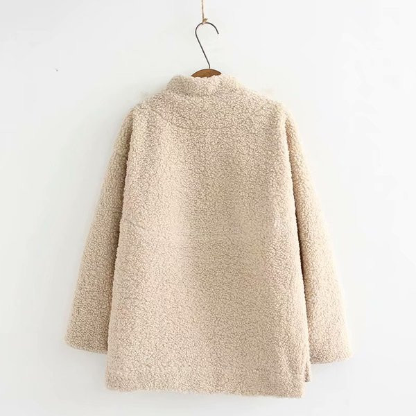 Palton scurt de dama modern cu buzunare si decolteu O in trei culori