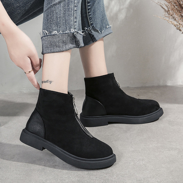 Καθημερινές γυναικέιες σουέτ μπότες με φερμουάρ σε μαύρο και ροζ χρώμα