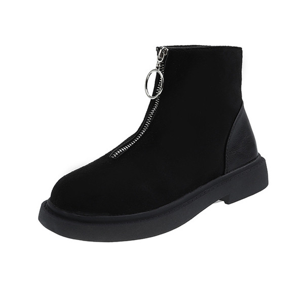 Καθημερινές γυναικέιες σουέτ μπότες με φερμουάρ σε μαύρο και ροζ χρώμα