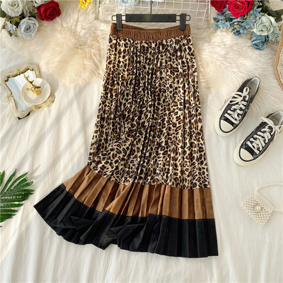 Γυναικεία πλισέ φούστα με λεοπάρδαλο τύπωμα  σε δύο χρώματα