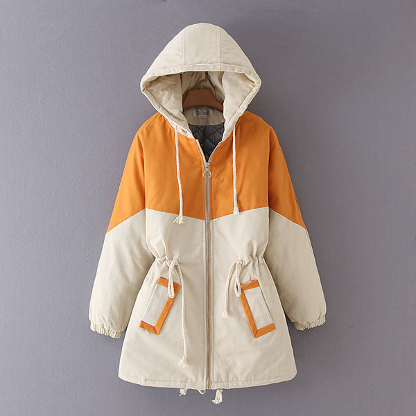 Καθημερινό χειμωνιάτικο μακρύ μπουφάν  με τσέπες και κουκούλα σε τρία χρώματα