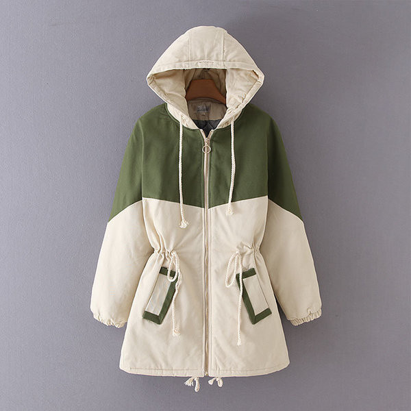 Καθημερινό χειμωνιάτικο μακρύ μπουφάν  με τσέπες και κουκούλα σε τρία χρώματα
