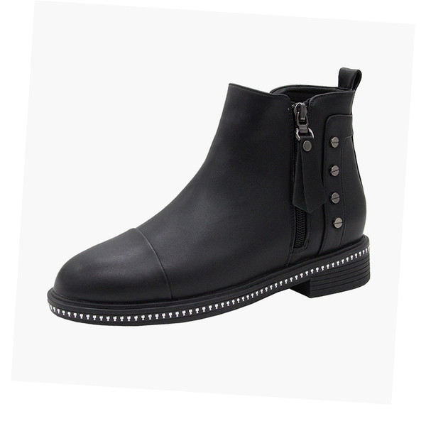 Καθημερινές γυναικείες μπότες  με φερμουάρ έκο δερμάτινες με μαύρο χρώμα