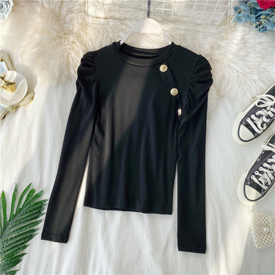 Καθημερινή γυναικεία μπλούζα με κουμπιά και οβάλ ντεκολτέ σε διάφορα χρώματα