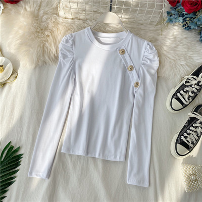 Καθημερινή γυναικεία μπλούζα με κουμπιά και οβάλ ντεκολτέ σε διάφορα χρώματα