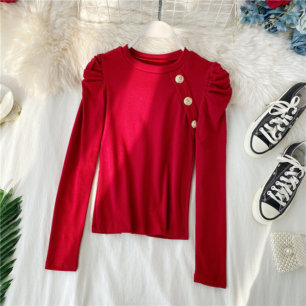 Καθημερινή γυναικεία μπλούζα με κουμπιά και οβάλ ντεκολτέ σε διάφορα χρώματα