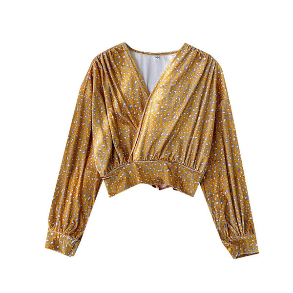 Bluză de damă modernă cu decolteu spitz și model animal