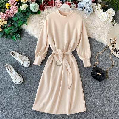 Rochie casual de dama cu curea si decolteu O in mai multe culori