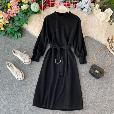 Rochie casual de dama cu curea si decolteu O in mai multe culori