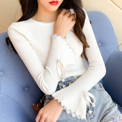 Μοντέρνο πουλόβερ γυναικείο μανίκι λωτού σε διάφορα χρώματα