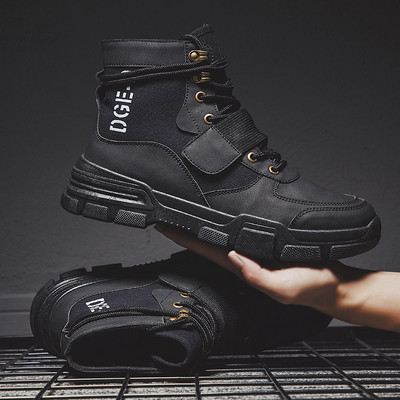 Νέο μοντέλο χειμερινές ανδρικές μπότες με κορδόνια και λουράκια βελκρόσε τρία χρώματα