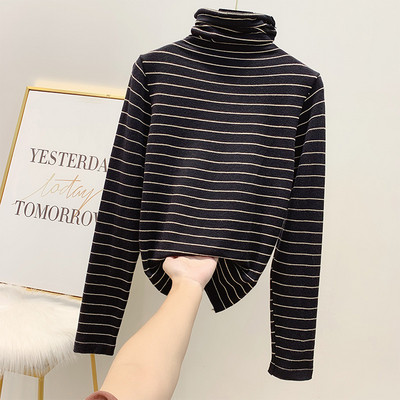 Bluza de dama in dungi cu guler polo in mai multe culori