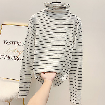 Bluza de dama in dungi cu guler polo in mai multe culori