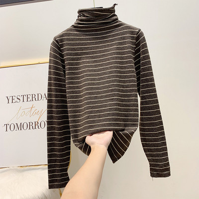 Bluza de dama in dungi cu guler polo in mai multe culori