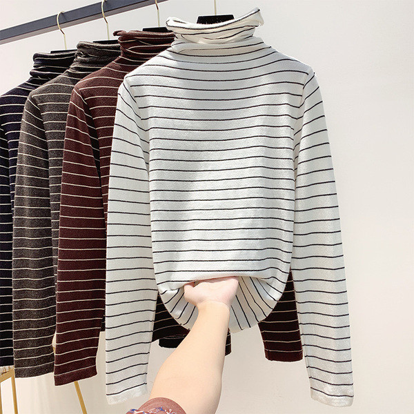 Bluza de dama in dungi cu guler polo in mai multe culori