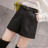 Нов модел къси дамски панталони с колан и джобове в черен,сив и кафяв цвят