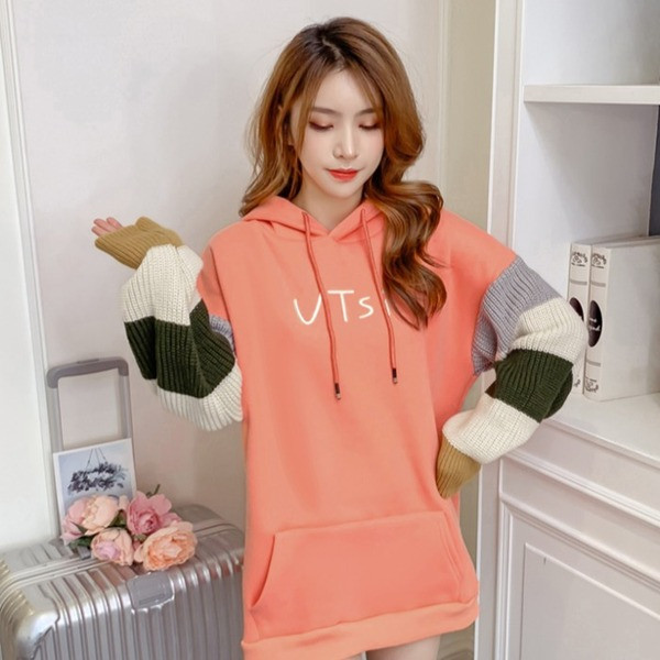 Νέο μοντέλο γυναικείο φούτερ  με κουκούλα σε πορτοκαλί, μπεζ και κίτρινο χρώμα