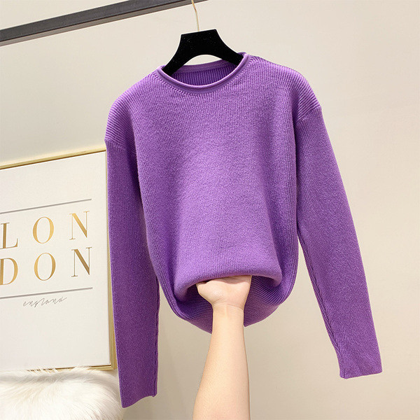 Μοντέρνο γυναικείο πουλόβερ με στρογγυλη λαιμόκοψη σε τέσσερα χρώματα