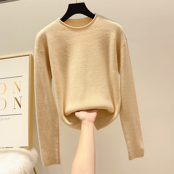 Μοντέρνο γυναικείο πουλόβερ με στρογγυλη λαιμόκοψη σε τέσσερα χρώματα