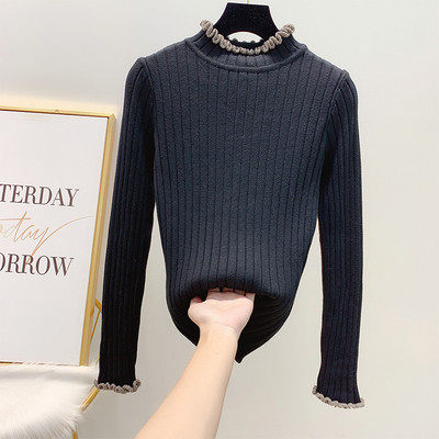 Μοντέρνο γυναικείο πουλόβερ με χαμηλό γιακά σε τέσσερα χρώματα