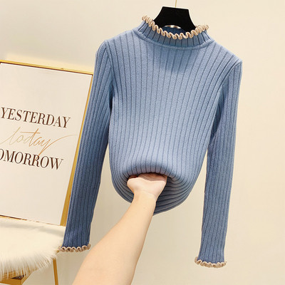 Μοντέρνο γυναικείο πουλόβερ με χαμηλό γιακά σε τέσσερα χρώματα