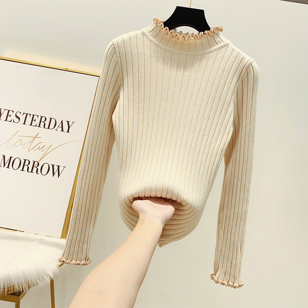 Μοντέρνο γυναικείο πουλόβερ με χαμηλό γιακά σε τέσσερα χρώματα