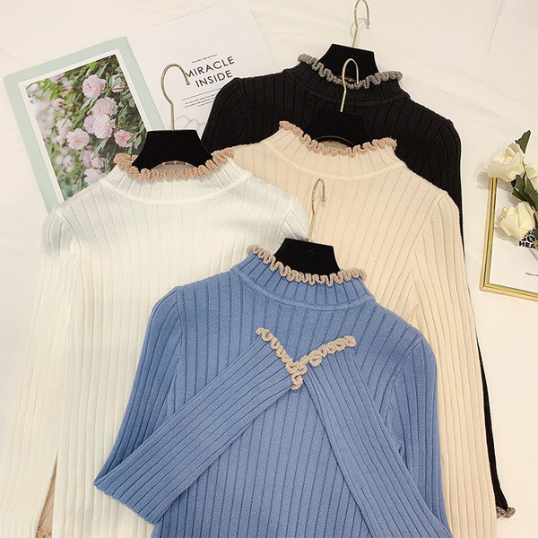 Μοντέρνο γυναικείο πουλόβερ με χαμηλό γιακά σε τέσσερα χρώματα