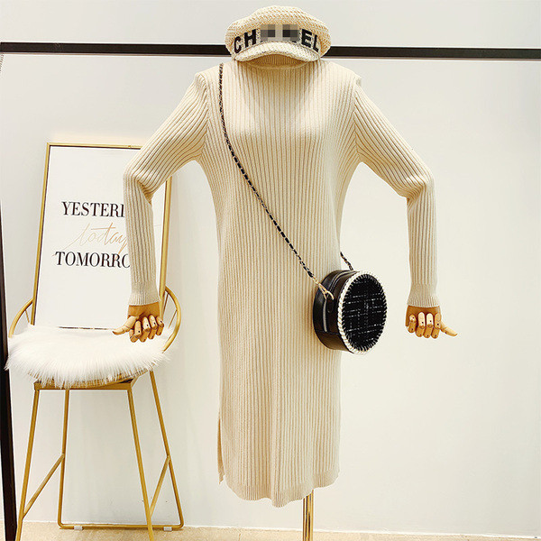 Casual γυναικείο φόρεμα  με υψηλό γιακά σε διάφορα χρώματα