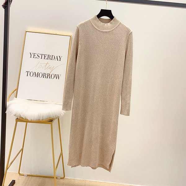 Casual γυναικείο φόρεμα  με υψηλό γιακά σε διάφορα χρώματα