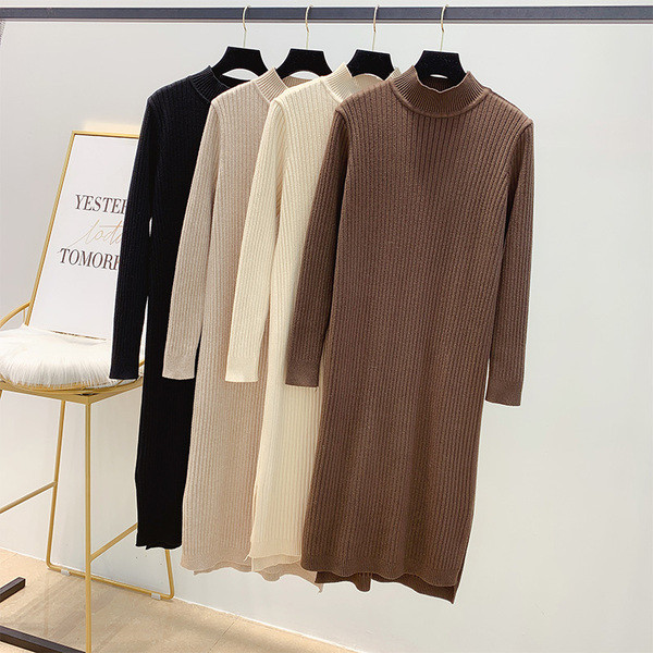 Casual γυναικείο φόρεμα  με υψηλό γιακά σε διάφορα χρώματα