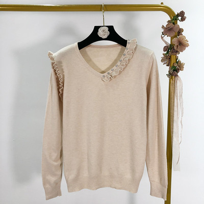 Λεπτό γυναικείο πουλόβερ με βολάν σε τρία χρώματα