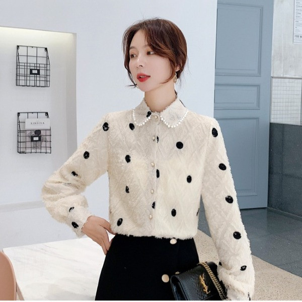 Camasa de dama cu buline model nou cu guler clasic