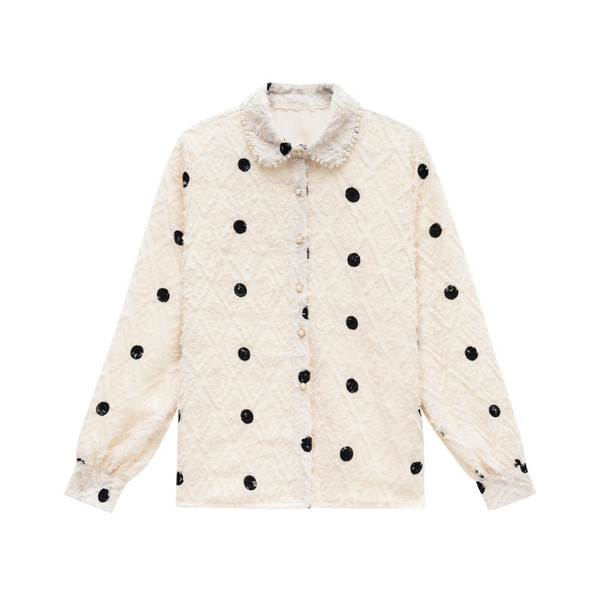 Camasa de dama cu buline model nou cu guler clasic