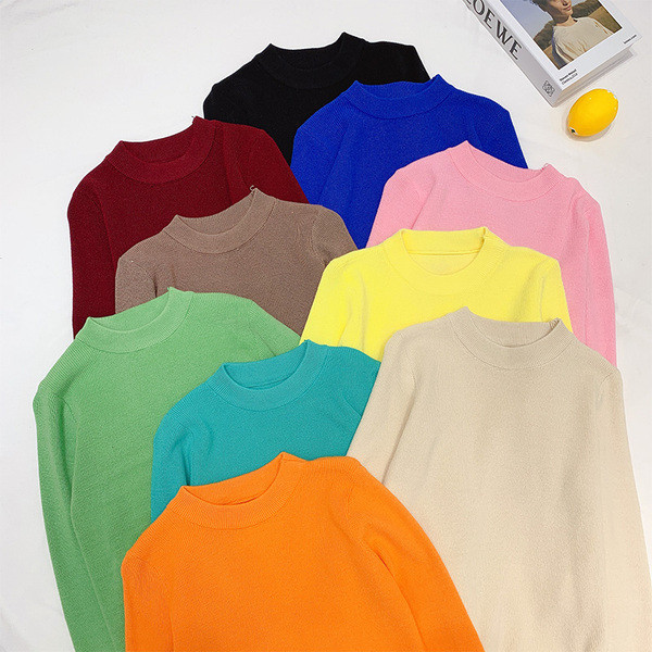 Γυναικείο πουλόβερ με στρογγυλη λαιμόκοψη σε διάφορα χρώματα