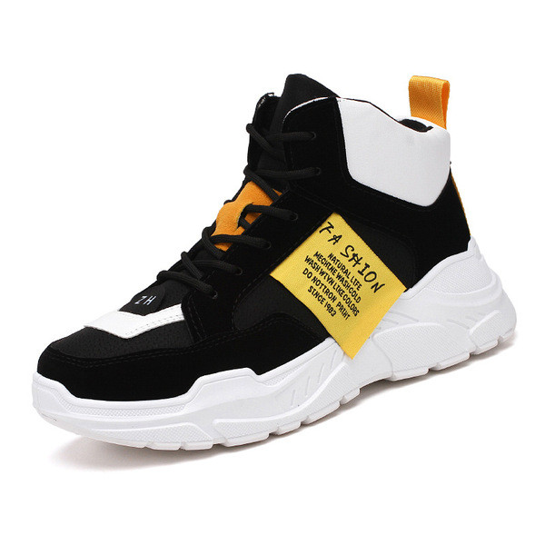 Alkalmi férfi tornacipő vastag talppal és fűzővel fehér és fekete színben