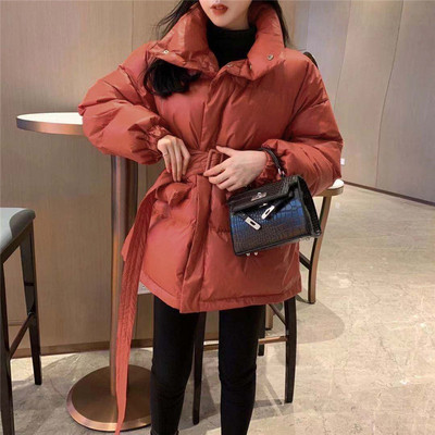 Μακρύ χειμωνιάτικο σακάκι σε μαύρο και κόκκινο με ζώνη