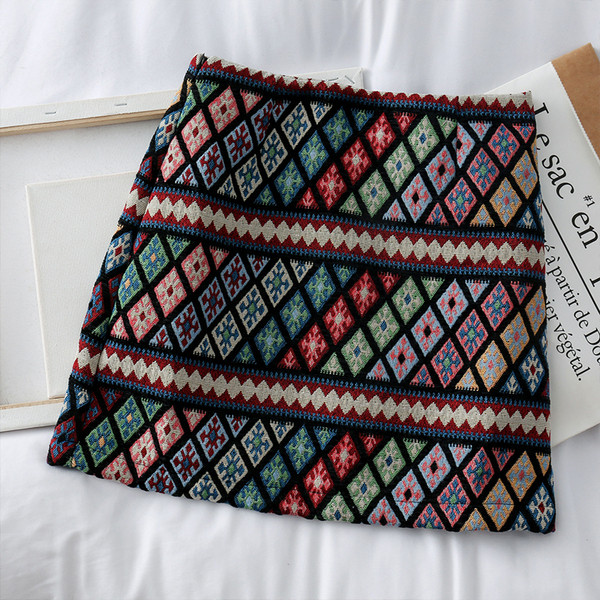 Lezser női színes szoknya magas derékkal, két színben