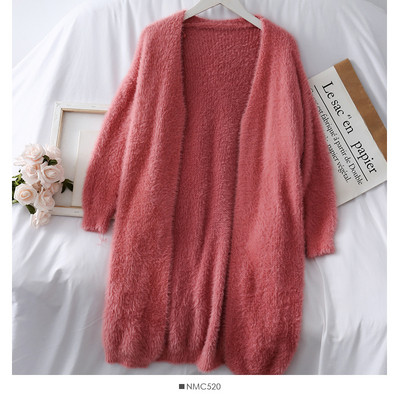 Modern női hosszú kardigán, rögzítés nélkül, rózsaszín és kék színben