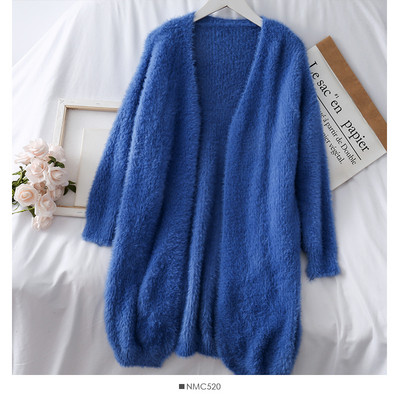 Modern női hosszú kardigán, rögzítés nélkül, rózsaszín és kék színben