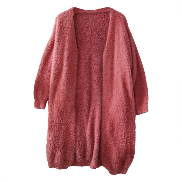 Modern női hosszú kardigán, rögzítés nélkül, rózsaszín és kék színben