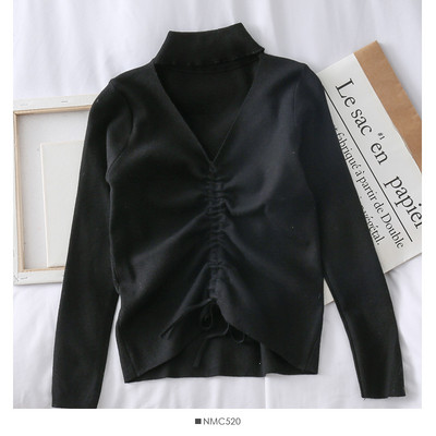 Μοντέρνα γυναικεία μπλούζα με λαιμόκοψη και δεσμούς σε πέντε χρώματα