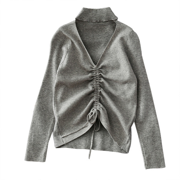 Μοντέρνα γυναικεία μπλούζα με λαιμόκοψη και δεσμούς σε πέντε χρώματα