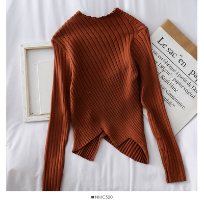 Pulover casual dama cu model asimetric decolteu oval