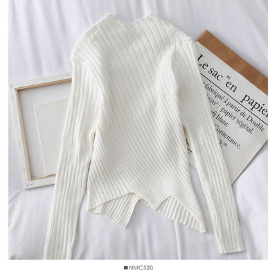 Pulover casual dama cu model asimetric decolteu oval