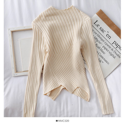 Pulover casual dama cu model asimetric decolteu oval