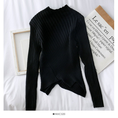 Pulover casual dama cu model asimetric decolteu oval