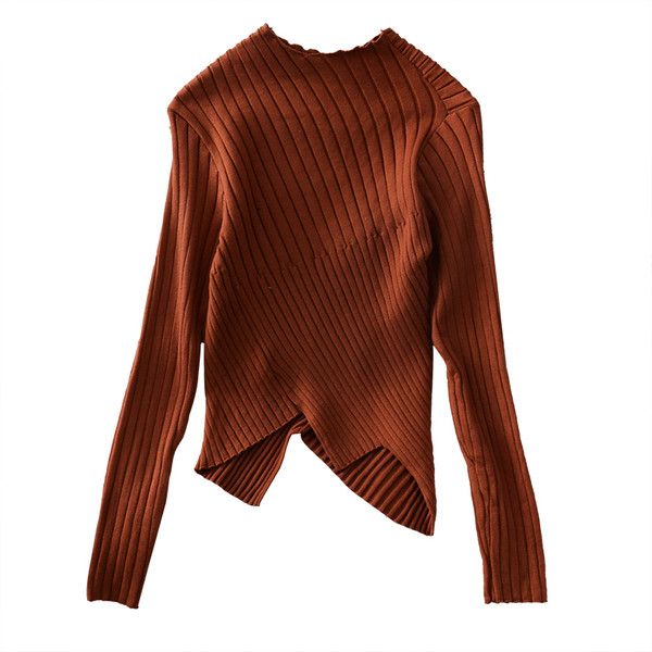 Pulover casual dama cu model asimetric decolteu oval