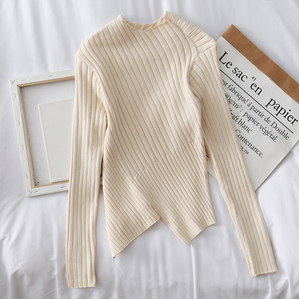 Pulover casual dama cu model asimetric decolteu oval