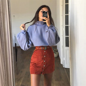 Fusta de dama casual model nou cu nasturi in rosu