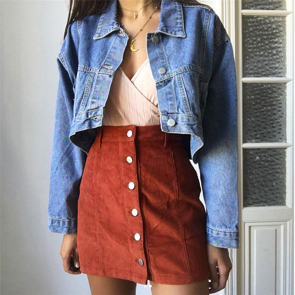 Fusta de dama casual model nou cu nasturi in rosu